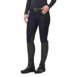 Kerrits Women's Cozy Rider Denim Knee Patch Breeches - Indigo -Kensington Shop 687226 800 800
