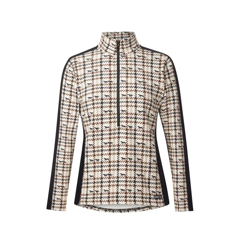 Kerrits Women's Muzzle Nuzzle Fleece Half Zip - Vanilla Plaid Pasture 1 Kerrits Women's Muzzle Nuzzle Fleece Half Zip - Vanilla Plaid Pasture