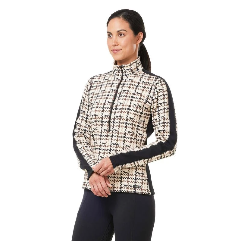Kerrits Women's Muzzle Nuzzle Fleece Half Zip - Vanilla Plaid Pasture 2 Kerrits Women's Muzzle Nuzzle Fleece Half Zip - Vanilla Plaid Pasture - Image 2