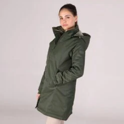 Shires Aubrion Women's Halcyon Mid Length Waterproof Coat - Green -Kensington Shop 690469 800 800