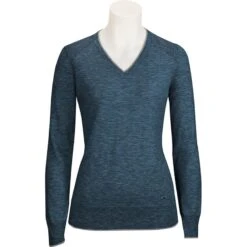 RJ Classics Women's Natalie V-Neck Sweater - Ocean Heather