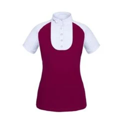 Fair Play Women's Justine Short Sleeve Compeition Shirt - Burgundy/White