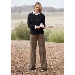 EQL Women's Brittany Cable Knit V-Neck Sweater - Black 11 EQL Women's Brittany Cable Knit V-Neck Sweater - Black -Kensington Shop 694382 800 800