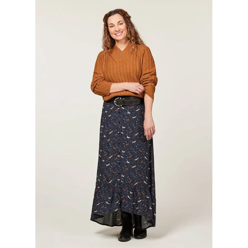 EQL Women's Brittany Cable Knit V-Neck Sweater - Spice 4 EQL Women's Brittany Cable Knit V-Neck Sweater - Spice - Image 4