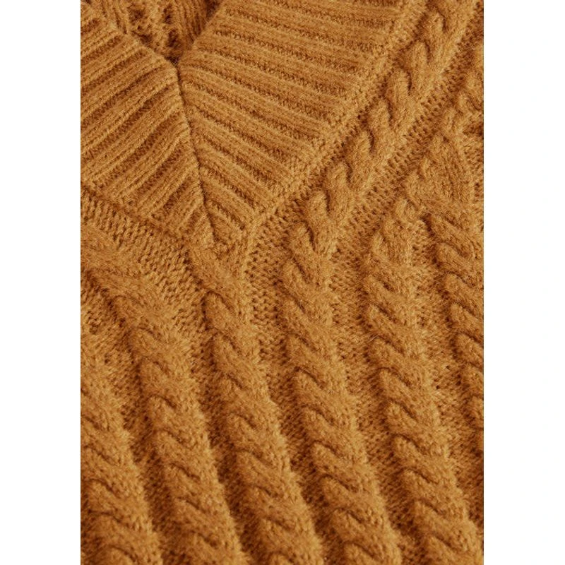 EQL Women's Brittany Cable Knit V-Neck Sweater - Spice 5 EQL Women's Brittany Cable Knit V-Neck Sweater - Spice - Image 5