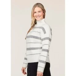 EQL Women's Railway Stripe Sweater - Soft White/Black -Kensington Shop 694415 800 800