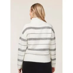 EQL Women's Railway Stripe Sweater - Soft White/Black -Kensington Shop 694416 800 800