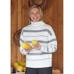 EQL Women's Railway Stripe Sweater - Soft White/Black -Kensington Shop 694418 800 800