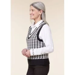 EQL Women's Houndstooth Sweater Vest - Black/Soft White -Kensington Shop 694433 800 800