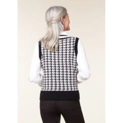 EQL Women's Houndstooth Sweater Vest - Black/Soft White -Kensington Shop 694434 800 800