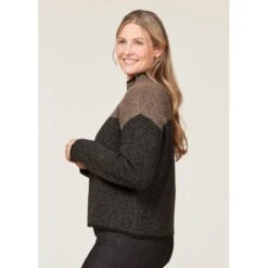 EQL Women's Funnel Neck Herringbone Sweater - Truffle -Kensington Shop 694740 800 800