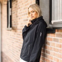 Horze Women's Stella Waterproof Shell Jacket - Caviar Black -Kensington Shop 695424 800 800