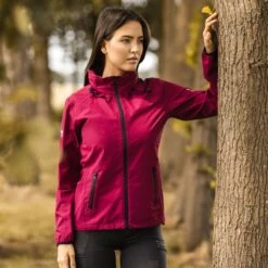 Horze Women's Stella Waterproof Shell Jacket - Anemone Dark Pink -Kensington Shop 695453 800 800