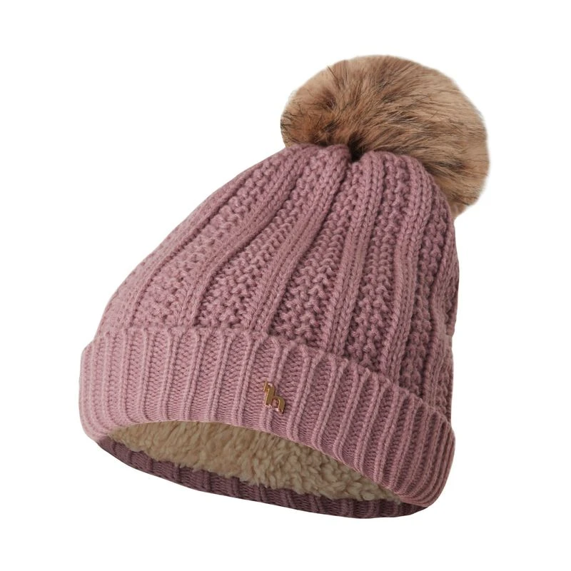 Horze Women's Joleen Knitted Pom Pom Hat - Wood Rose 1 Horze Women's Joleen Knitted Pom Pom Hat - Wood Rose