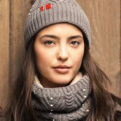 B Vertigo Women's Rosalie Knitted Pom Pom Hat - Major Brown -Kensington Shop 697129 800 800