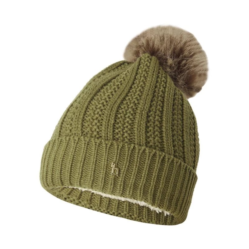 Horze Women's Joleen Knitted Pom Pom Hat - Fir Green 1 Horze Women's Joleen Knitted Pom Pom Hat - Fir Green