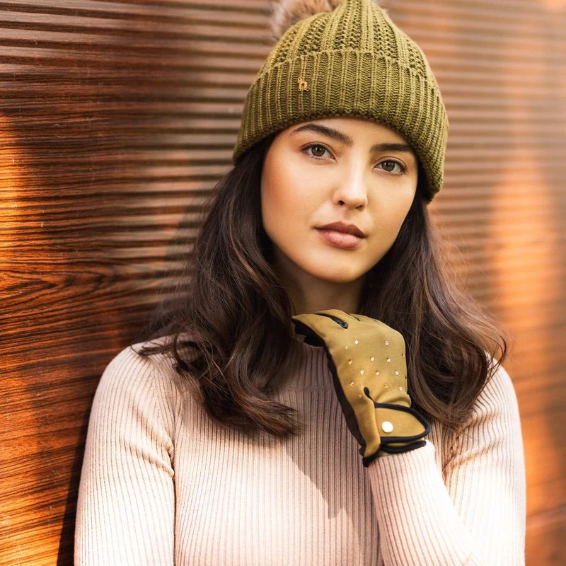 Horze Women's Joleen Knitted Pom Pom Hat - Fir Green 3 Horze Women's Joleen Knitted Pom Pom Hat - Fir Green - Image 3