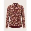 EQL Women's Ruched Button Front Long Sleeve Shirt - Sangria Snaffle Floral