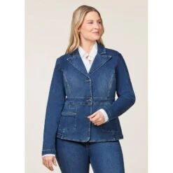 EQL Women's In Motion Denim Blazer - Midnight Wash -Kensington Shop 711293 800 800