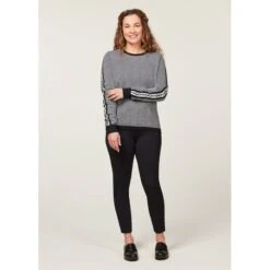 EQL Women's Snaffle Stripe Sweater - Black/White Herringbone -Kensington Shop 711474 800 800