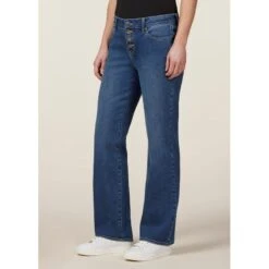 EQL Women's In Motion Button Fly Straight Leg Jeans - Midnight Wash -Kensington Shop 711514 800 800