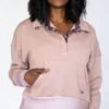 Romfh Women's Cozy Crop Long Sleeve Mock Shirt - Cowboy Pink/Mahogany Bit Floret