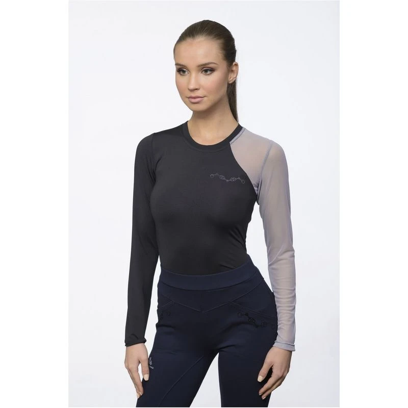 Cavalliera Women's Allore Long Sleeve Technical Top - Black/Grey 1 Cavalliera Women's Allore Long Sleeve Technical Top - Black/Grey