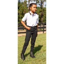 FITS Kids' Denim Knee Patch Tread Breeches - Onyx/Lavender -Kensington Shop 716291 800 800